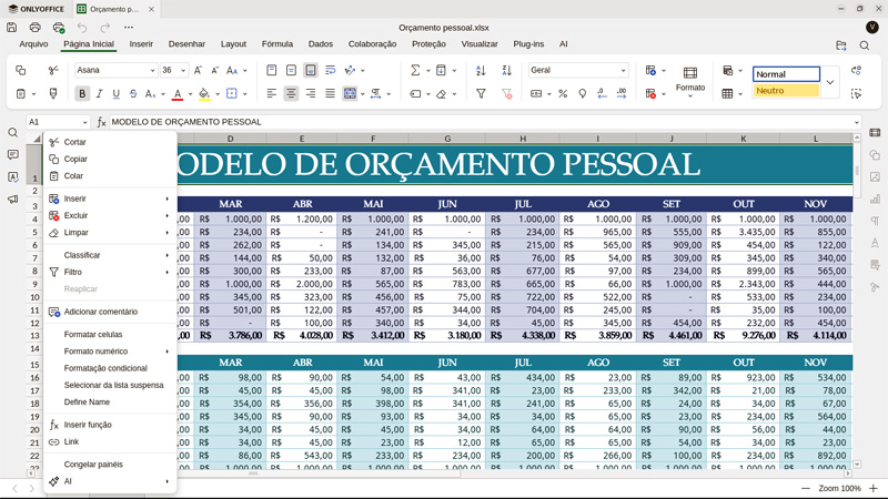 Planilha Onlyoffice