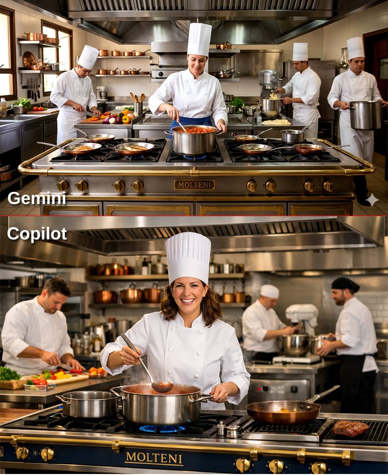Prompt cozinheira profissional (Gemini vs Copilot)