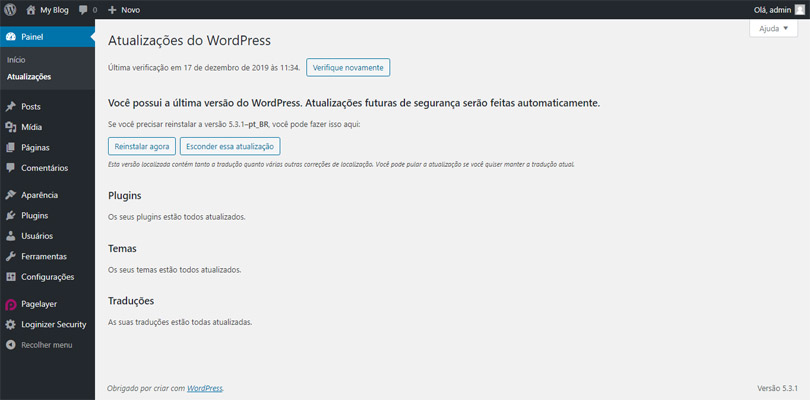 Atualizações do WordPress