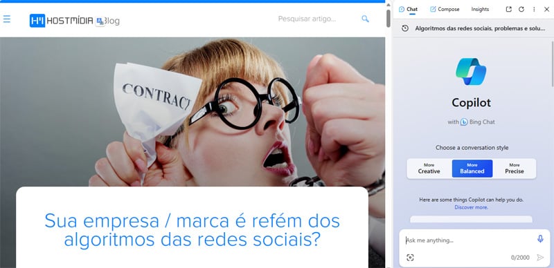 Copilot no Microsoft Edge