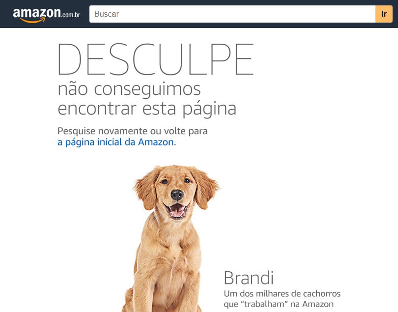 Página de erro 404 da Amazon