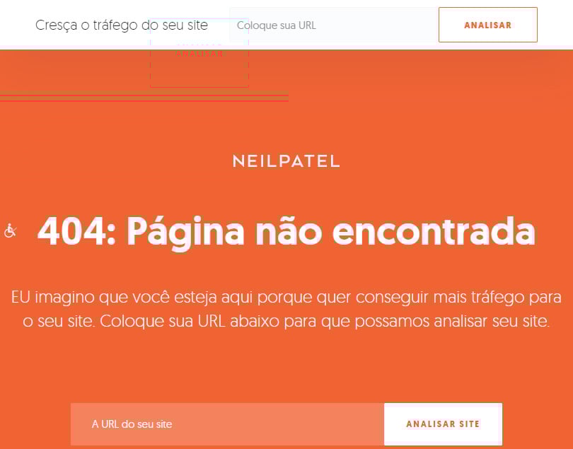 Página de erro 404 do Neil Patel