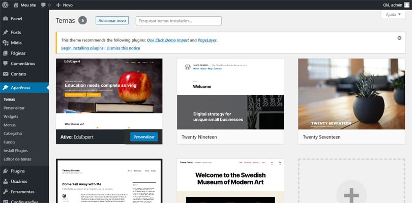 Adicionar temas no painel administrativo do WordPress