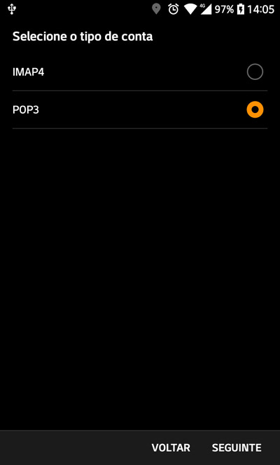 Criando conta POP3 no Android