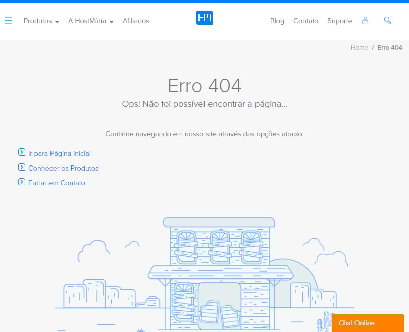Página de erro 404 da HostMídia