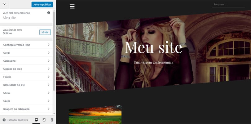 Personalização do tema para WordPress