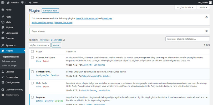 Plugin WordPress instalado