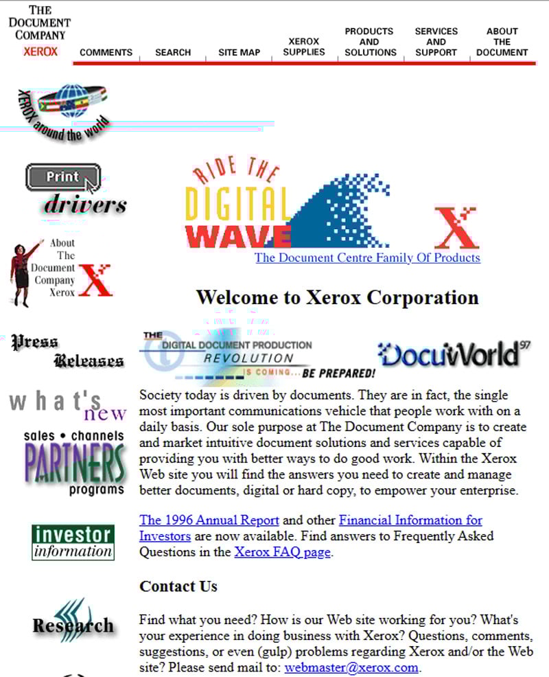 Site da Xerox de 1997