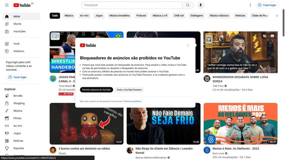 impede reprodução de vídeos de quem usa bloqueadores de